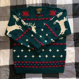 Vintage Eddie Bauer 100% Wool Christmas Sweater
